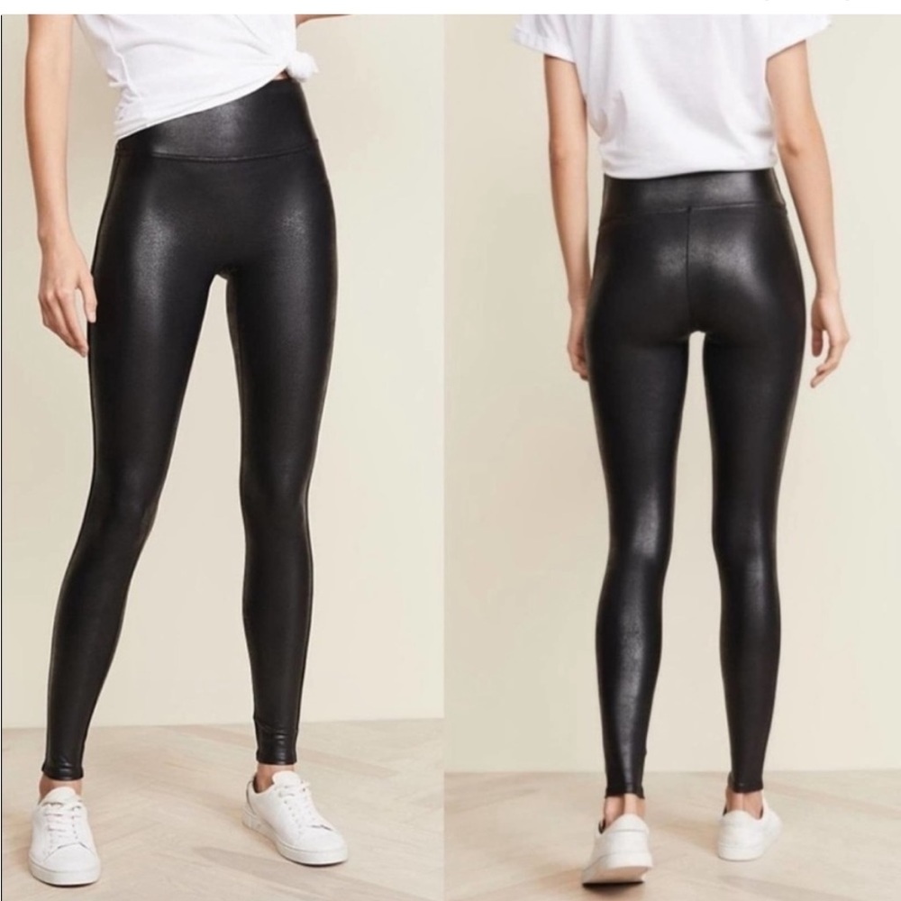 Spanx Black Faux Leather High Rise Leggings Women’s Size Medium